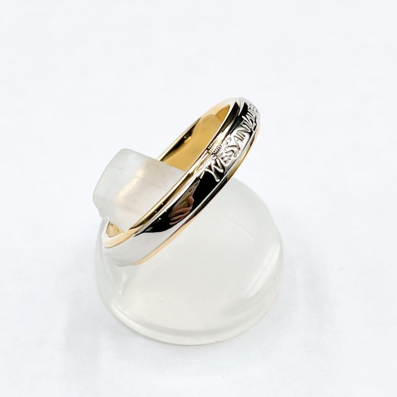 Yves Saint Laurent Logo Platinum Yellow Gold Ring Approx 14 Y