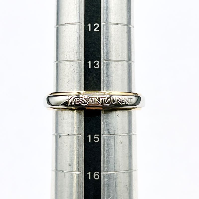 Yves Saint Laurent Logo Platinum Yellow Gold Ring Approx 14 Y