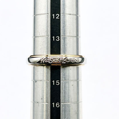 Yves Saint Laurent Logo Platinum Yellow Gold Ring Approx 14 Y