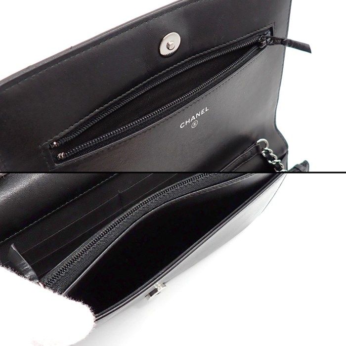 CHANEL Shoulder Bag Chevron Chain Wallet A70230 Made In 2018 V Stitch Black