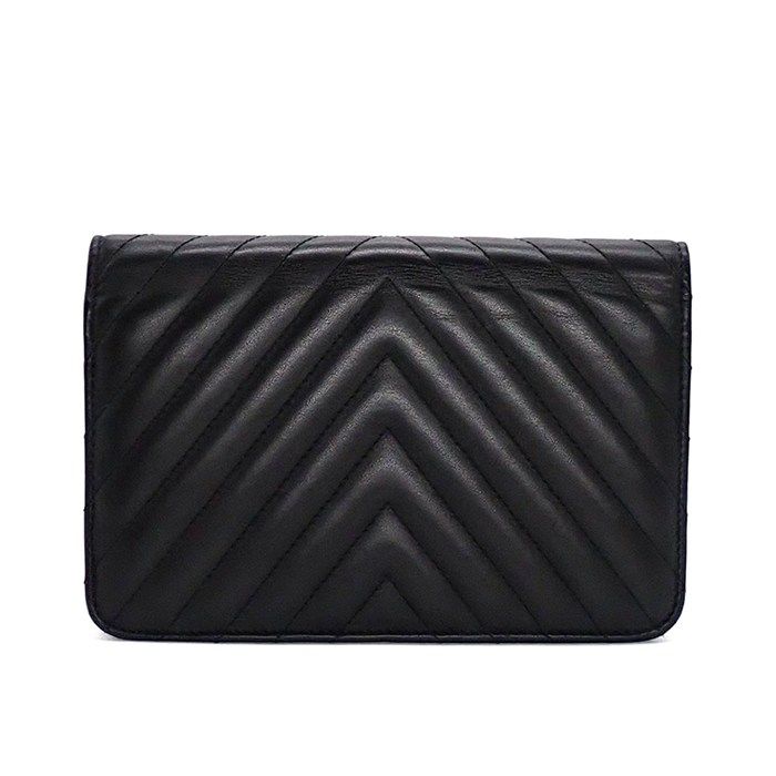 CHANEL Shoulder Bag Chevron Chain Wallet A70230 Made In 2018 V Stitch Black