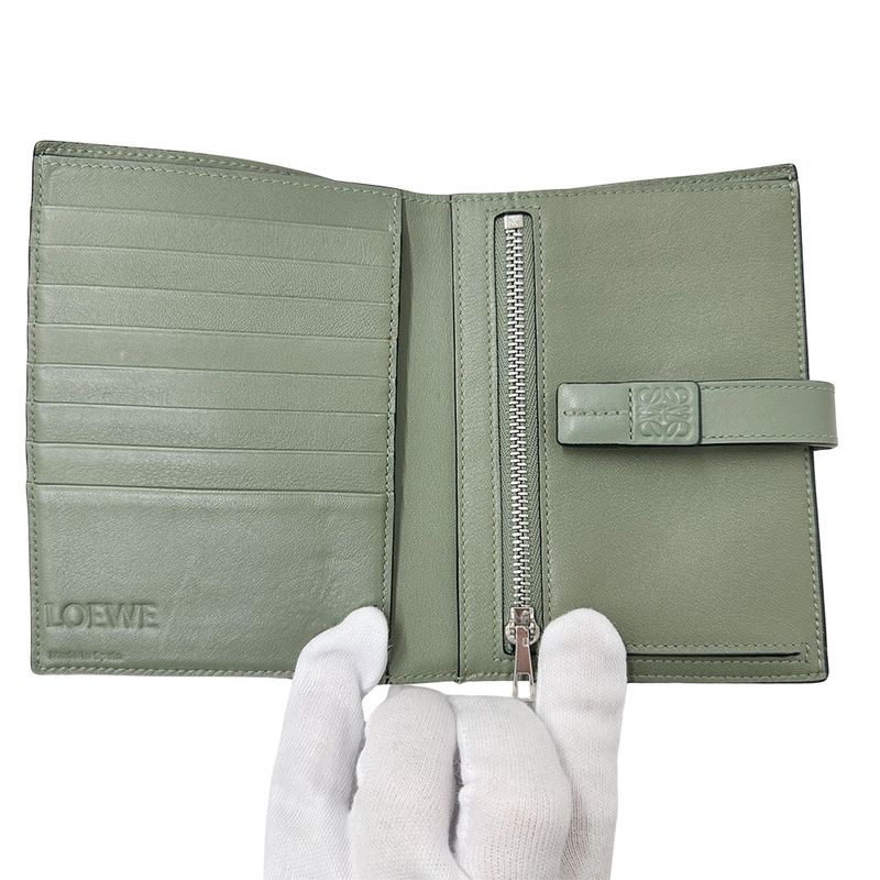 LOEWE Wallet Women's Brand Trifold Wallet Soft Grain Cuff Vertical Wallet Small