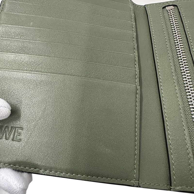 LOEWE Wallet Women's Brand Trifold Wallet Soft Grain Cuff Vertical Wallet Small