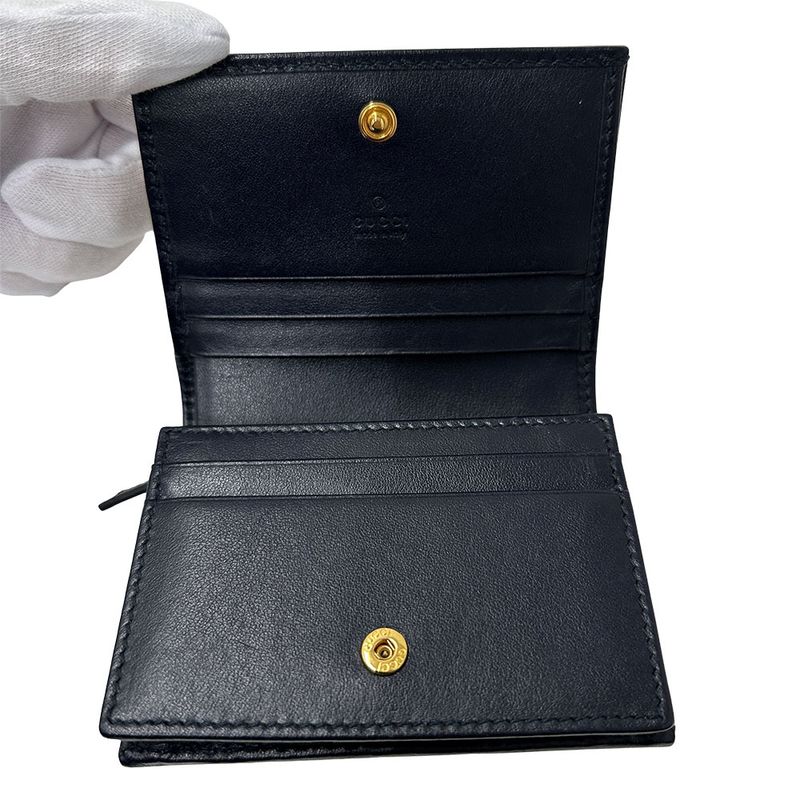 GUCCI Wallet Women's Men's Brand Horsebit Bifold Wallet Leather Navy - 621887