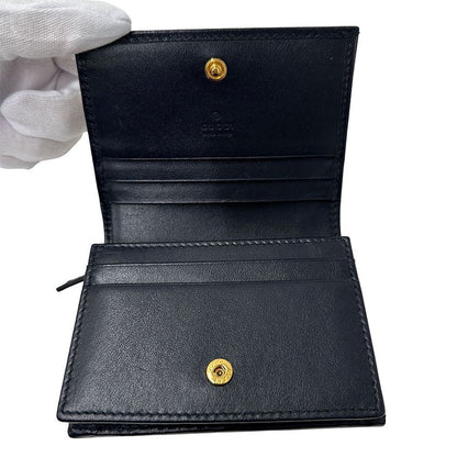 GUCCI Wallet Women's Men's Brand Horsebit Bifold Wallet Leather Navy - 621887