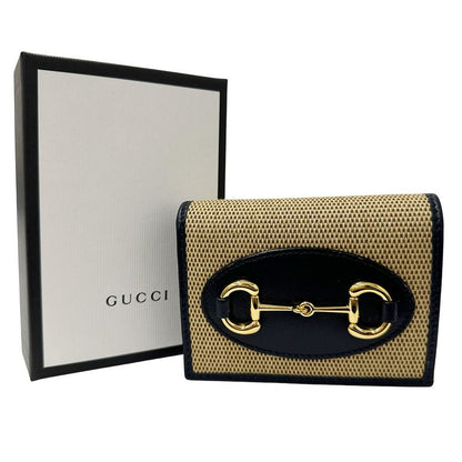 GUCCI Wallet Women's Men's Brand Horsebit Bifold Wallet Leather Navy - 621887