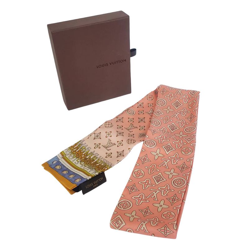 Louis Vuitton Scarf Women's Brand Silk Band - Monogram Map Pink M75208 Gradient