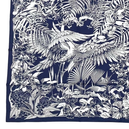 HERMES Carre 90 Scarf Silk Flamingo Party Flamingo Party Bee Pattern White X