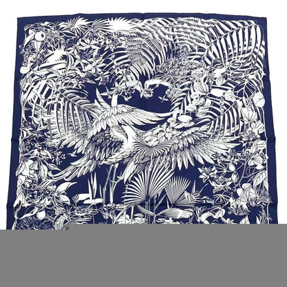 HERMES Carre 90 Scarf Silk Flamingo Party Flamingo Party Bee Pattern White X