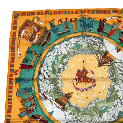 HERMES Carre 90 Scarf Silk Prieres AU VENT Prayer In The Wind Yellow - Box