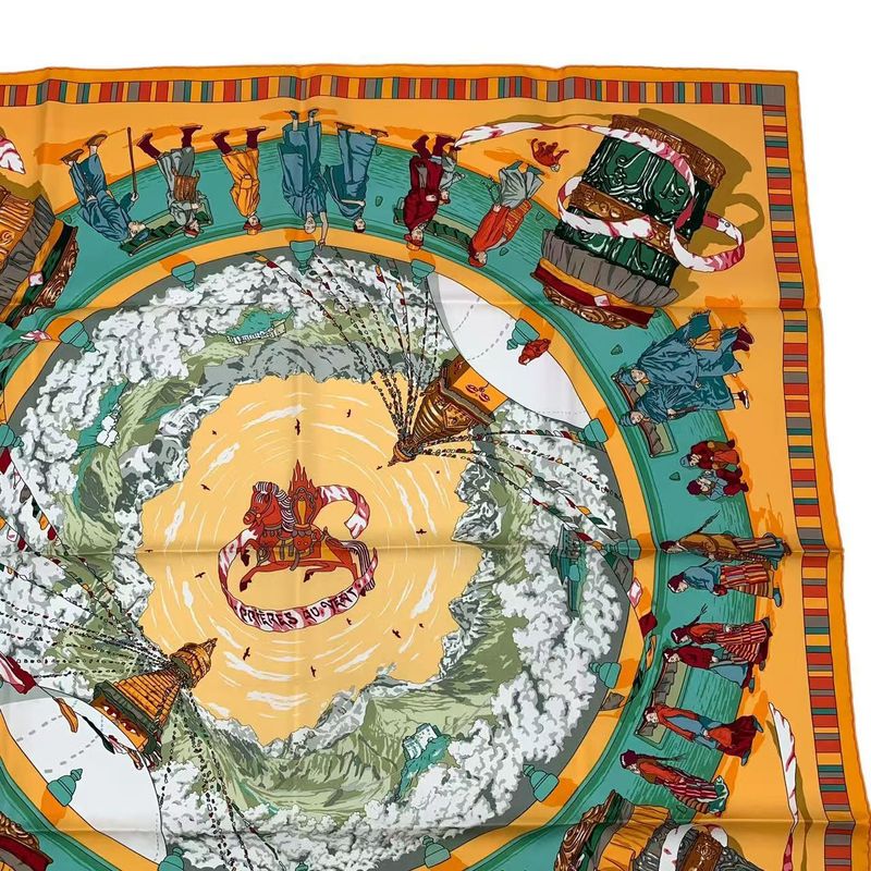 HERMES Carre 90 Scarf Silk Prieres AU VENT Prayer In The Wind Yellow - Box
