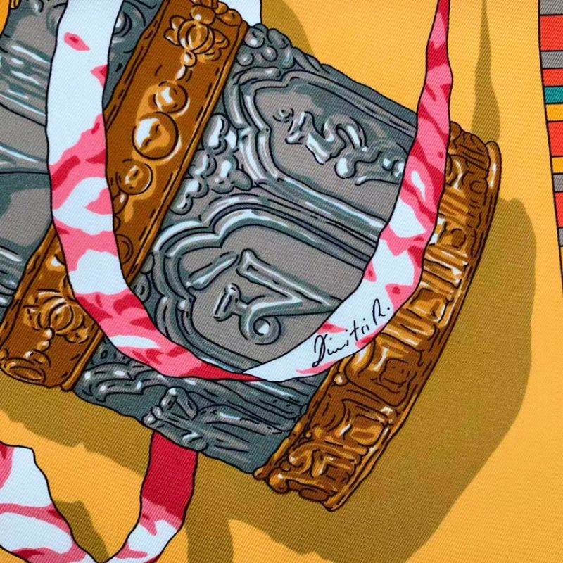 HERMES Carre 90 Scarf Silk Prieres AU VENT Prayer In The Wind Yellow - Box