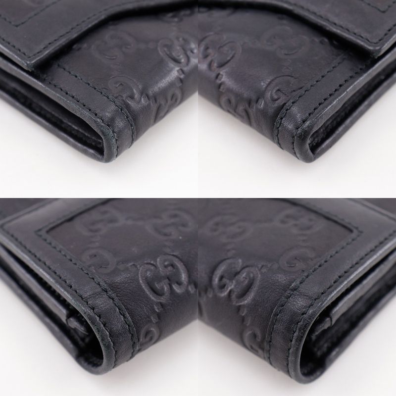 GUCCI Interlocking G 282434 Shima Leather Black Women's Long Wallet