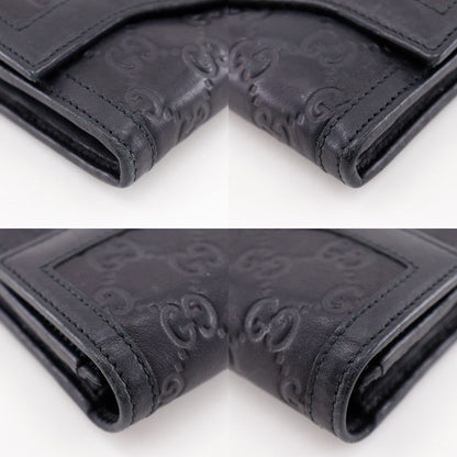 GUCCI Interlocking G 282434 Shima Leather Black Women's Long Wallet