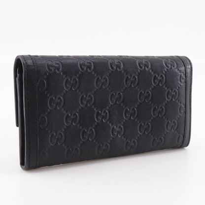 GUCCI Interlocking G 282434 Shima Leather Black Women's Long Wallet