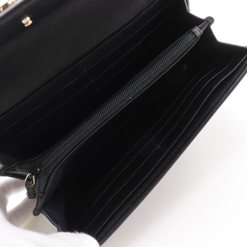 GUCCI Interlocking G 282434 Shima Leather Black Women's Long Wallet