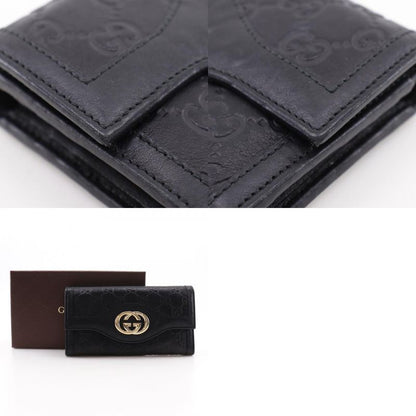 GUCCI Interlocking G 282434 Shima Leather Black Women's Long Wallet
