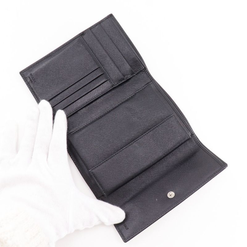 PRADA M510a Sapphire NERO Black Women's Bifold Wallet