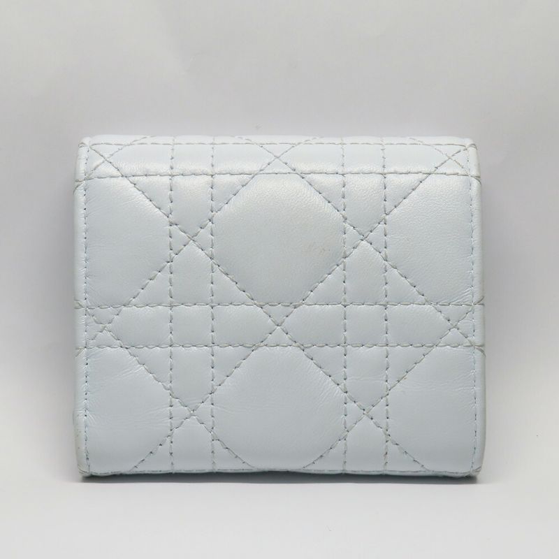 DIOR Joli Hibiscus Wallet S3105unjb Trifold Wallet Light Blue Leather
