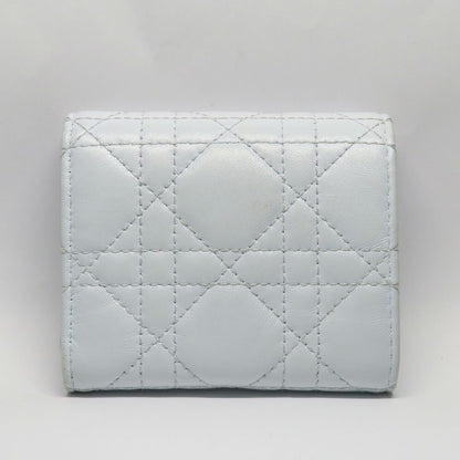 DIOR Joli Hibiscus Wallet S3105unjb Trifold Wallet Light Blue Leather