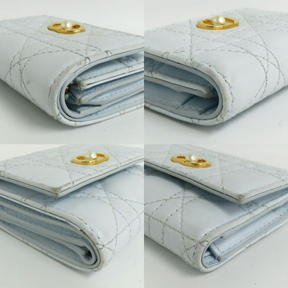 DIOR Joli Hibiscus Wallet S3105unjb Trifold Wallet Light Blue Leather