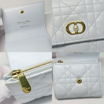 DIOR Joli Hibiscus Wallet S3105unjb Trifold Wallet Light Blue Leather