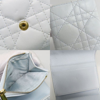 DIOR Joli Hibiscus Wallet S3105unjb Trifold Wallet Light Blue Leather