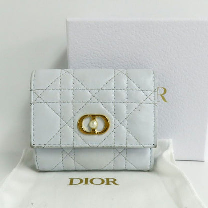 DIOR Joli Hibiscus Wallet S3105unjb Trifold Wallet Light Blue Leather