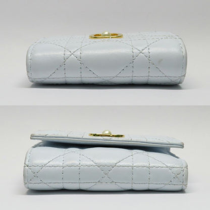DIOR Joli Hibiscus Wallet S3105unjb Trifold Wallet Light Blue Leather