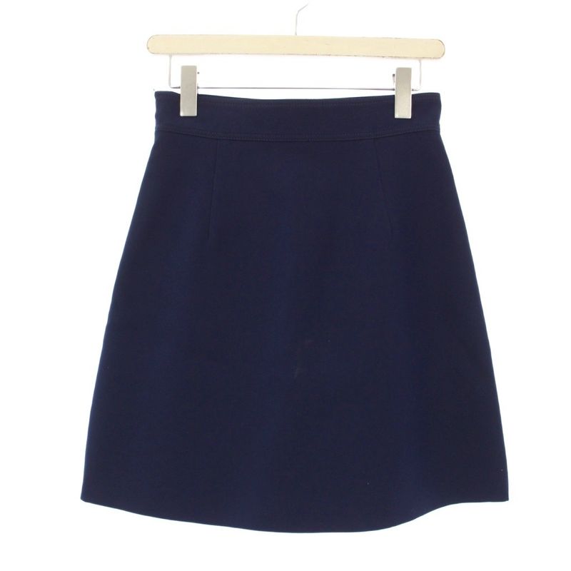 GUCCI Trapezoid Skirt Mini Silk Wool 38 Navy 436198 KH