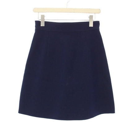 GUCCI Trapezoid Skirt Mini Silk Wool 38 Navy 436198 KH