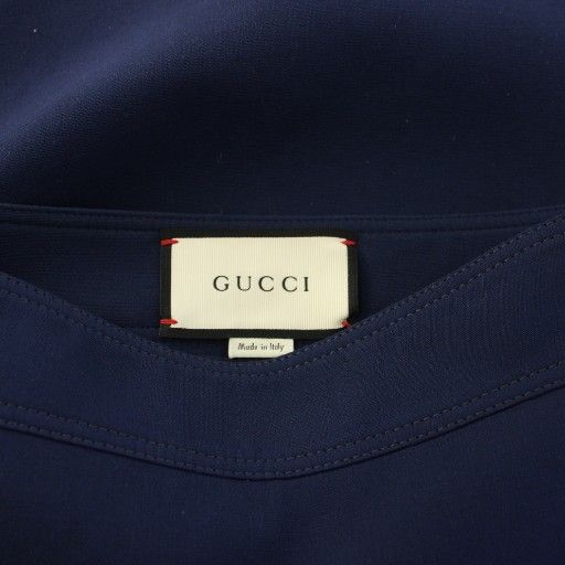 GUCCI Trapezoid Skirt Mini Silk Wool 38 Navy 436198 KH