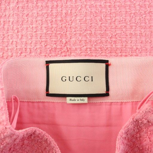 GUCCI Tweed Trapezoid Skirt Mini 38 Pink 481219 KH