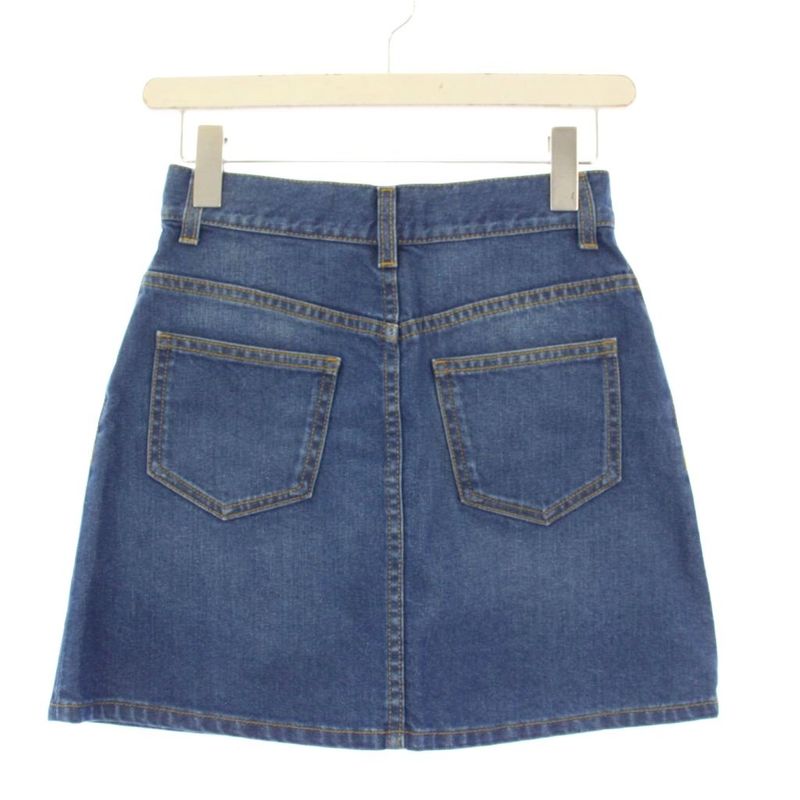 GUCCI Flower Embroidery Denim Skirt Trapezoid Mini 38 Blue 456973 KH