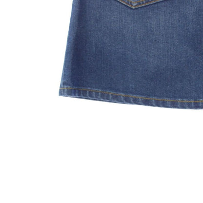GUCCI Flower Embroidery Denim Skirt Trapezoid Mini 38 Blue 456973 KH