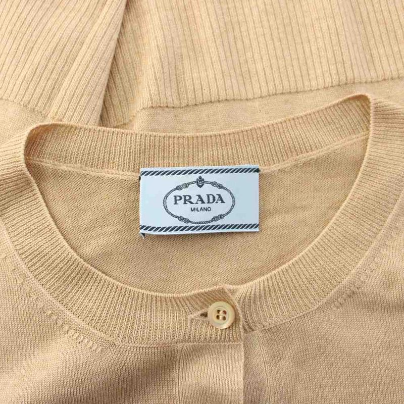 PRADA 20 Year Knit Cardigan Long Sleeve Silk Blend 40 Beige P25h57 KH