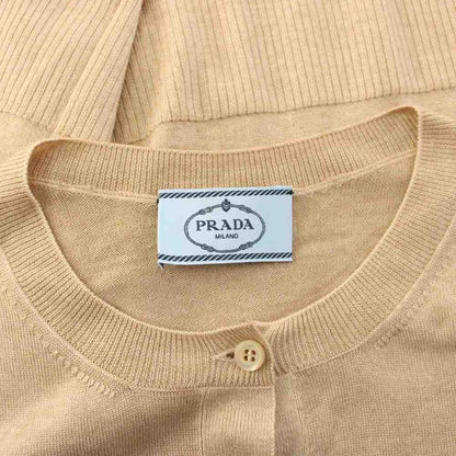 PRADA 20 Year Knit Cardigan Long Sleeve Silk Blend 40 Beige P25h57 KH