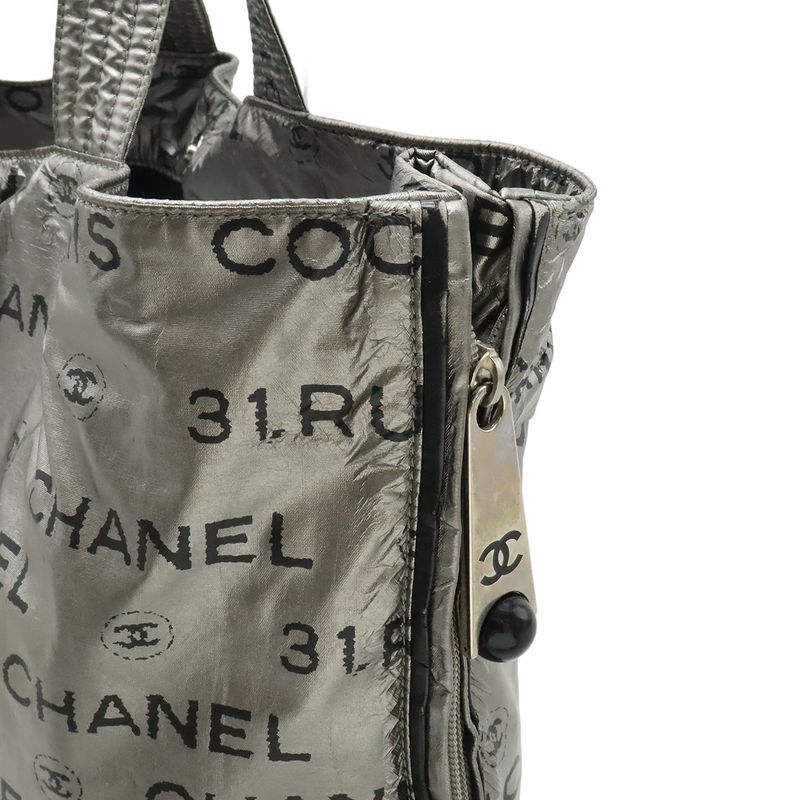 CHANEL Unlimited Logo Tote Bag Large Shoulder Bag Semi Shoulder Nylon Silver