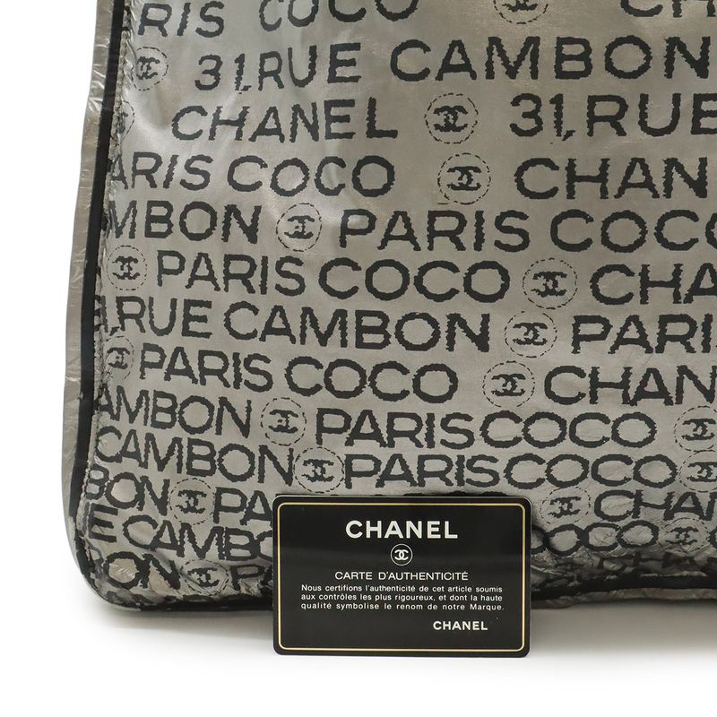 CHANEL Unlimited Logo Tote Bag Large Shoulder Bag Semi Shoulder Nylon Silver