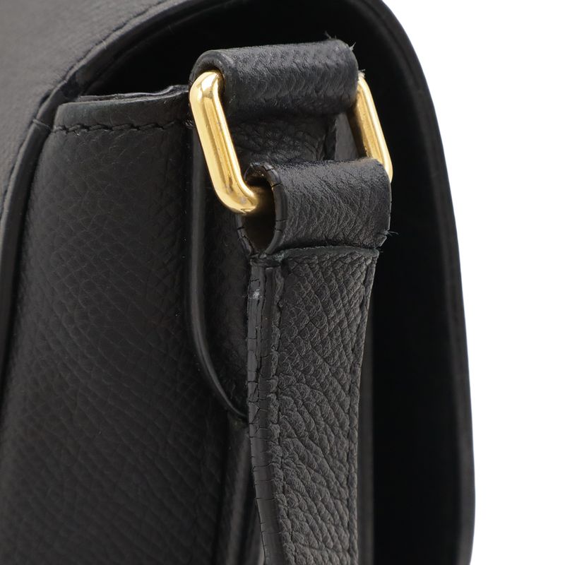 CELINE Trotta-medium Shoulder Bag Crossbody Leather Black Gold Hardware