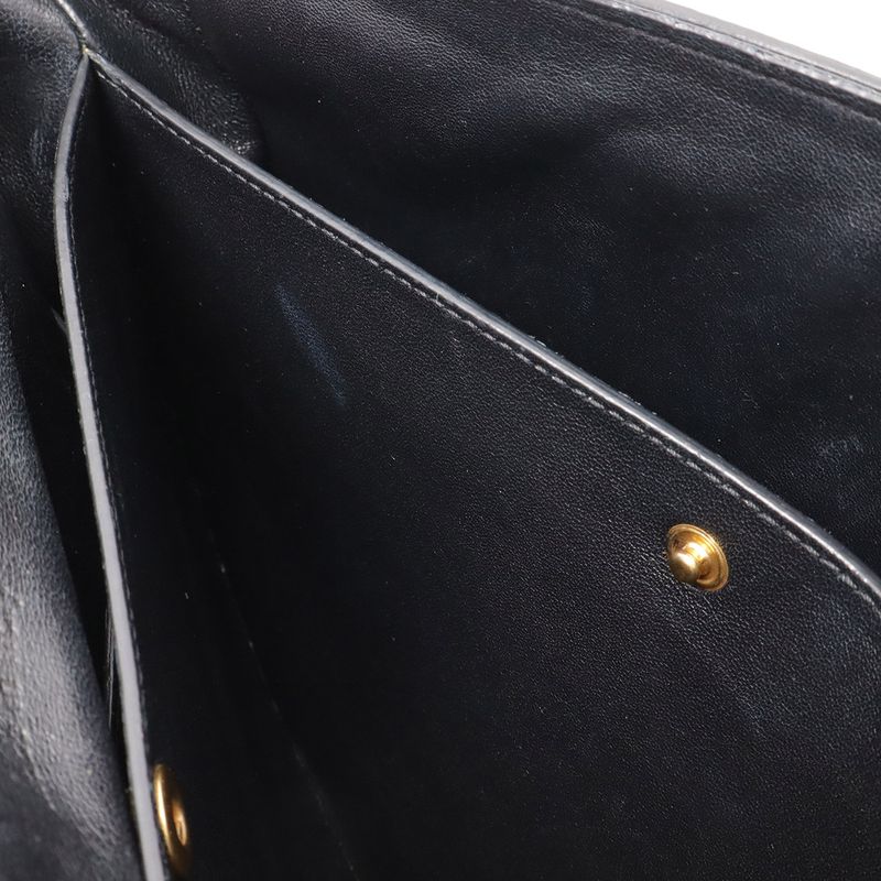 CELINE Trotta-medium Shoulder Bag Crossbody Leather Black Gold Hardware