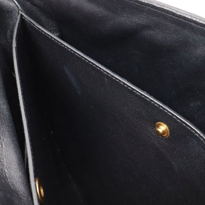 CELINE Trotta-medium Shoulder Bag Crossbody Leather Black Gold Hardware