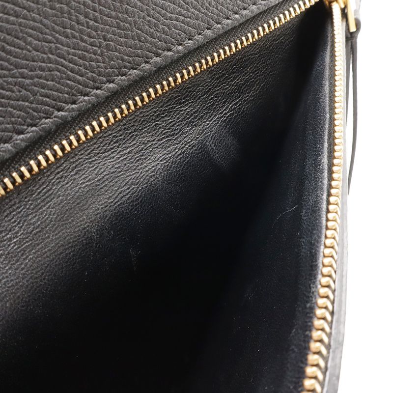 CELINE Trotta-medium Shoulder Bag Crossbody Leather Black Gold Hardware