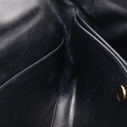 CELINE Trotta-medium Shoulder Bag Crossbody Leather Black Gold Hardware