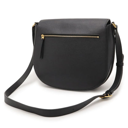 CELINE Trotta-medium Shoulder Bag Crossbody Leather Black Gold Hardware