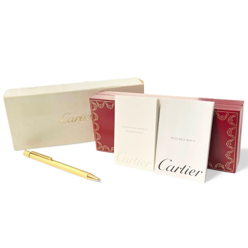 Cartier Must De Cartier Striped Pattern Twist Ballpoint Pen Case