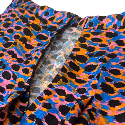 christian DIOR 221j65a7609 100% Silk Leopard Print Skirt Multicolor 40 Made In