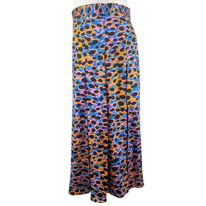 christian DIOR 221j65a7609 100% Silk Leopard Print Skirt Multicolor 40 Made In