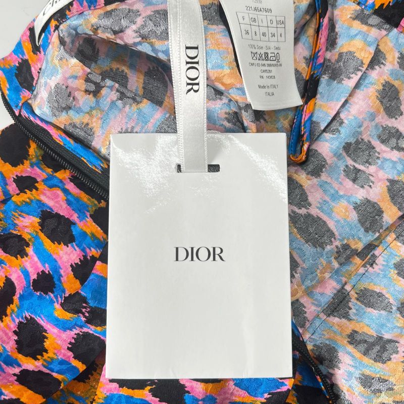 christian DIOR 221j65a7609 100% Silk Leopard Print Skirt Multicolor 40 Made In