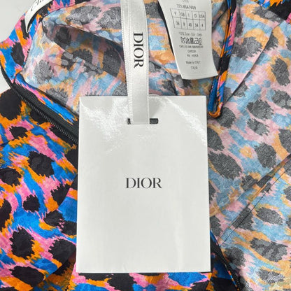 christian DIOR 221j65a7609 100% Silk Leopard Print Skirt Multicolor 40 Made In